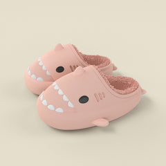 Cartoon Shark Fleece House Shoes For Boys Non Slip Soft Indoor Shoes