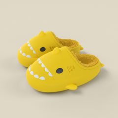 Cartoon Shark Fleece House Shoes For Boys Non Slip Soft Indoor Shoes