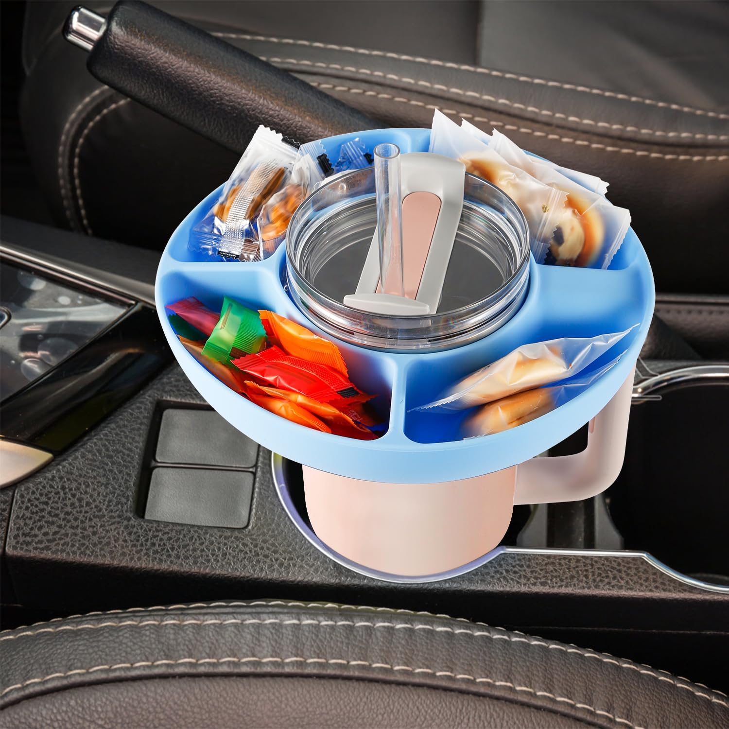 Solid Single Four Grids Snack Bowl For Tumbler With Handle