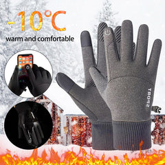 Men Waterproof Cycling Gloves Outdoor Winter Sports Touch Screen Fleece Gloves
