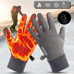 Men Waterproof Cycling Gloves Outdoor Winter Sports Touch Screen Fleece Gloves