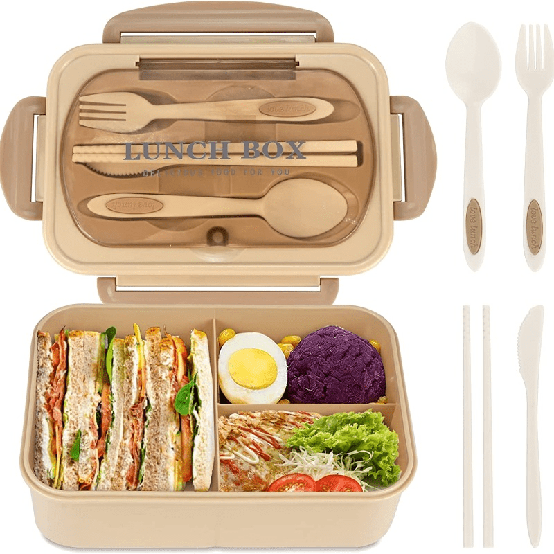 Leakproof Bento Box 1000 ML Square Lunch Box with Tableware