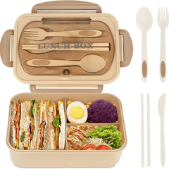 Leakproof Bento Box 1000 ML Square Lunch Box with Tableware
