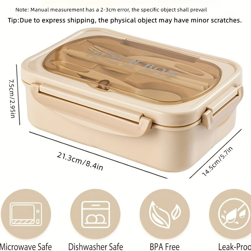 Leakproof Bento Box 1000 ML Square Lunch Box with Tableware