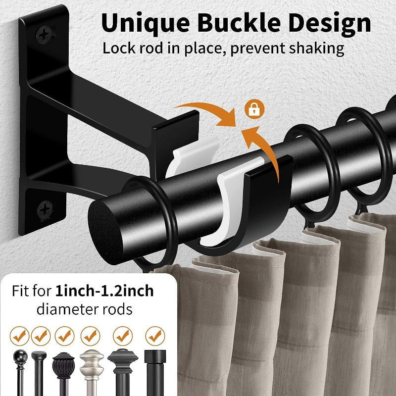 Heavy Duty Curtain Rod Holder for 1-3.05 cm Rod - Set of 16