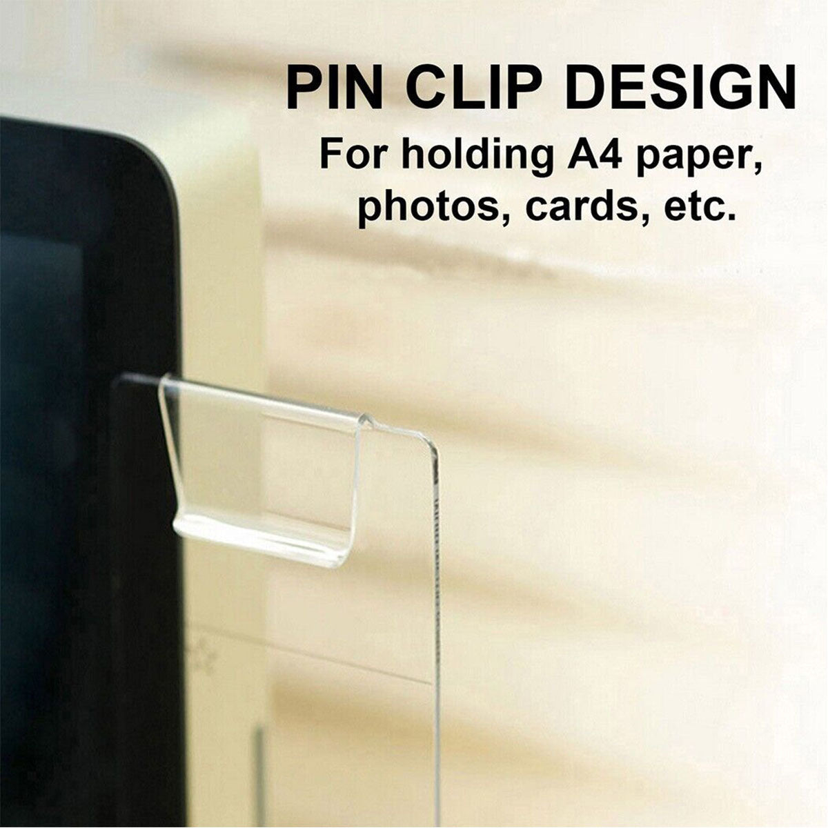 Acrylic Monitor Memo Clip Set Left/Right Monitor Message Board