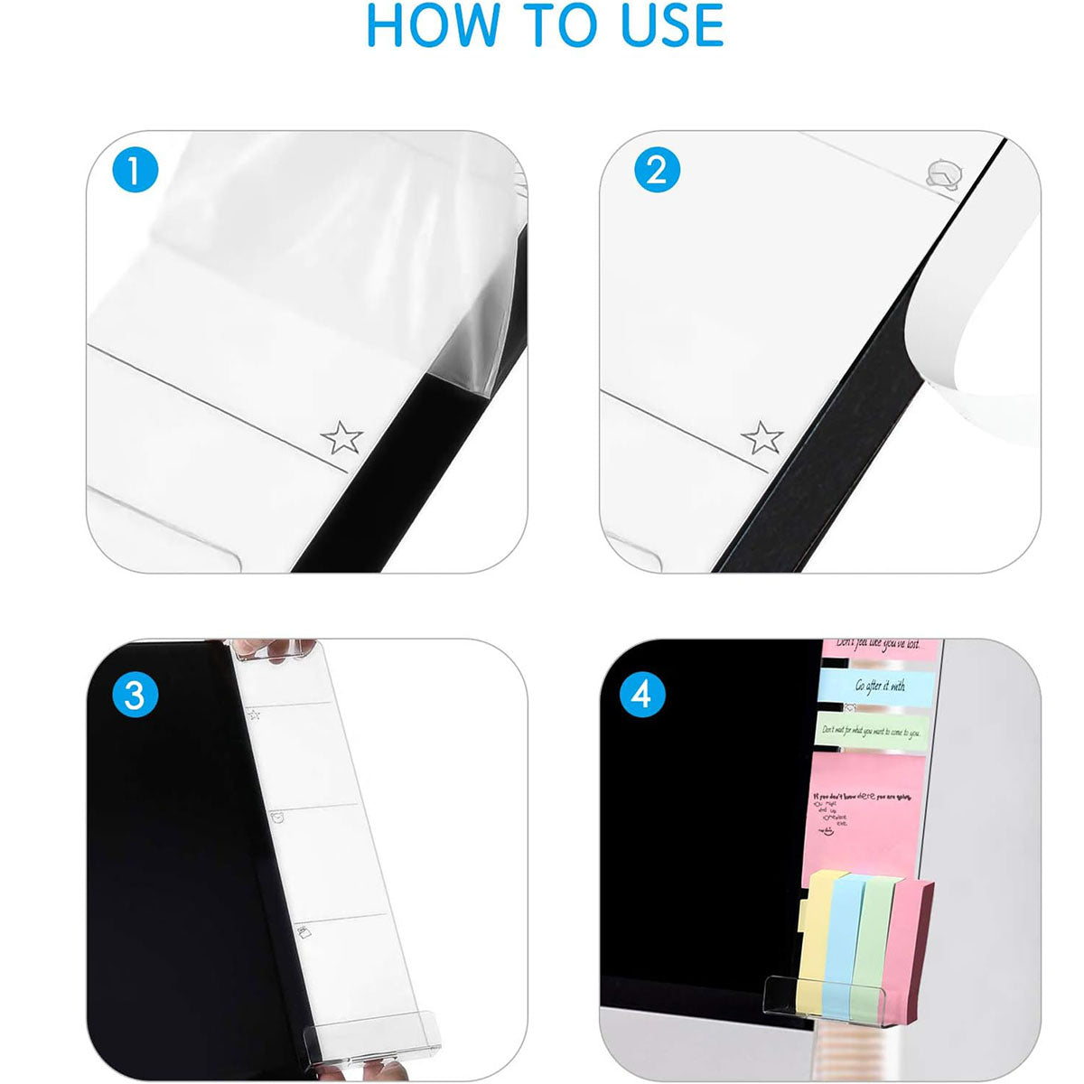 Acrylic Monitor Memo Clip Set Left/Right Monitor Message Board