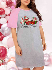 Christmas Nightdress Women's Plus Christmas Dessert Print