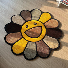1100g Smiley Flower Pattern Rug Colorful Sunflower Floor Mat