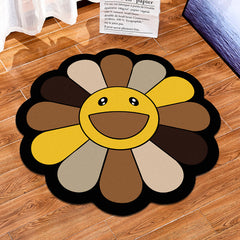 1100g Smiley Flower Pattern Rug Colorful Sunflower Floor Mat