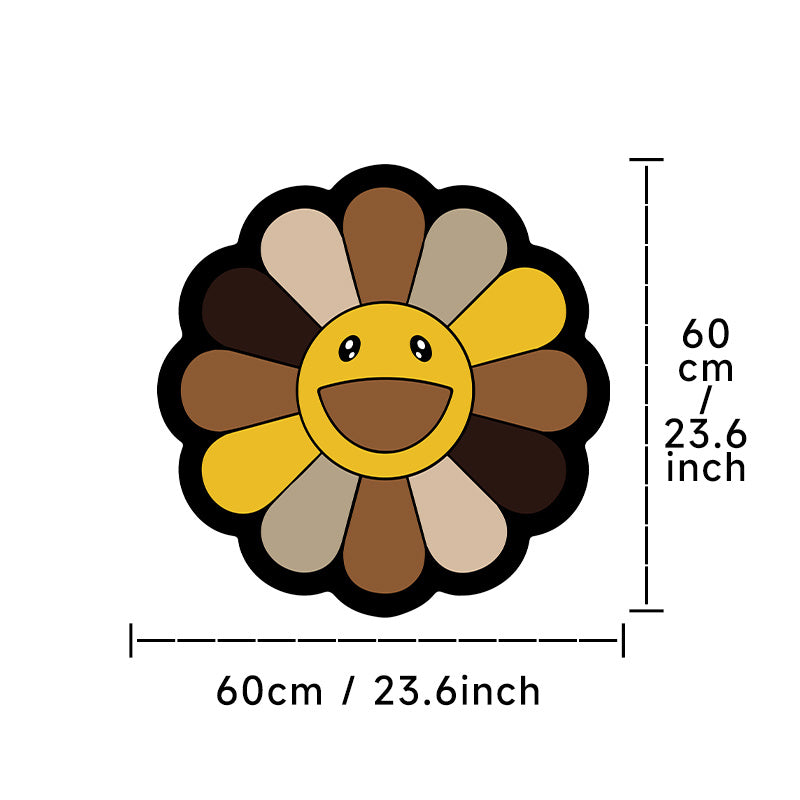 1100g Smiley Flower Pattern Rug Colorful Sunflower Floor Mat