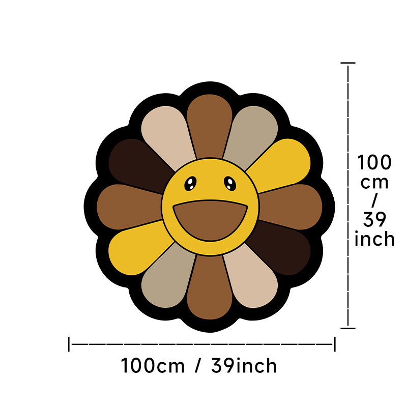 1100g Smiley Flower Pattern Rug Colorful Sunflower Floor Mat