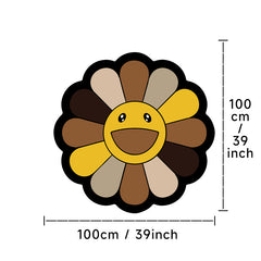 1100g Smiley Flower Pattern Rug Colorful Sunflower Floor Mat