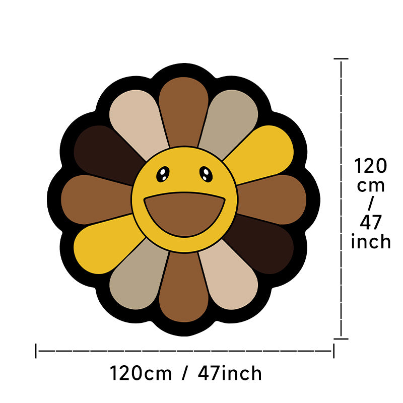 1100g Smiley Flower Pattern Rug Colorful Sunflower Floor Mat