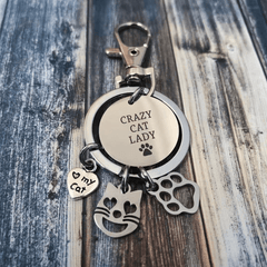 Cute Kitty Paw Charm Key Chain Stainless Steel Keychain Bag Pendant