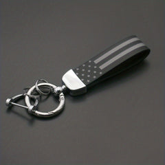 Flag Printed Key Chain PU Leather Key Ring Gift