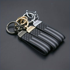Flag Printed Key Chain PU Leather Key Ring Gift