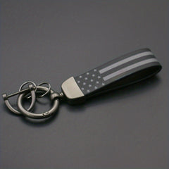 Flag Printed Key Chain PU Leather Key Ring Gift