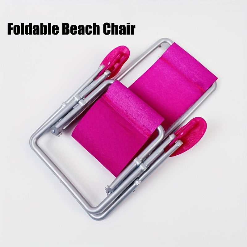 Foldable Beach Chairs for Dolls, Set of 2, Doll House Accessories