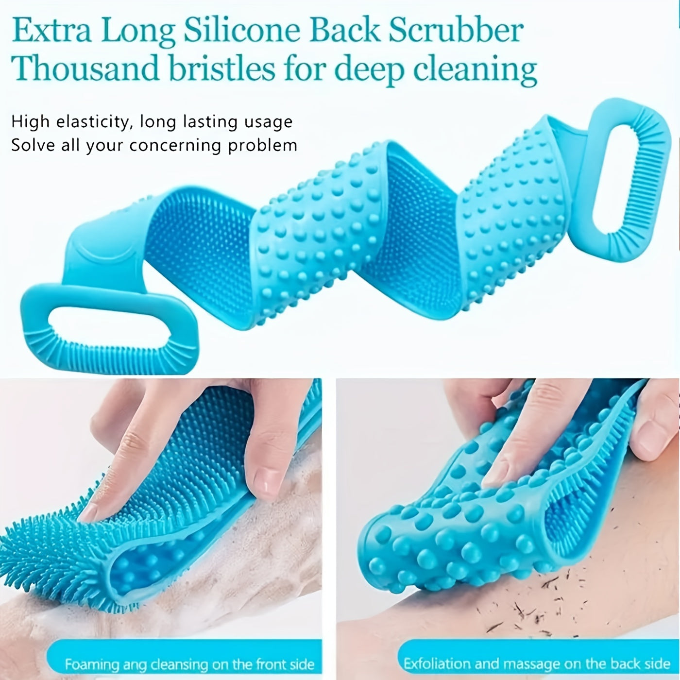 Extended Silicone Body Brush for Exfoliation and Skin Cleaning