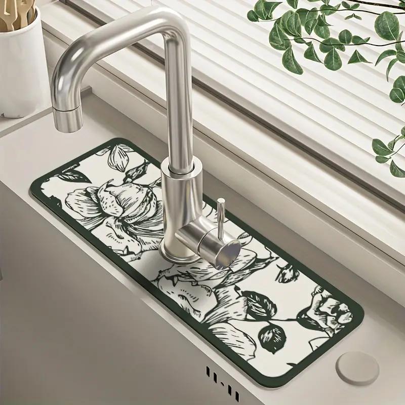 Sink Faucet Drain Mat - Anti slip & Anti mold, Cuttable Rubbing Mat
