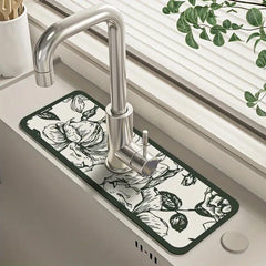 Sink Faucet Drain Mat - Anti slip & Anti mold, Cuttable Rubbing Mat