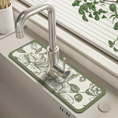 Sink Faucet Drain Mat - Anti slip & Anti mold, Cuttable Rubbing Mat