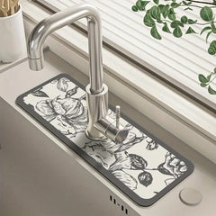 Sink Faucet Drain Mat - Anti slip & Anti mold, Cuttable Rubbing Mat