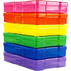 6pcs Transparent Storage Box Portable Organizer with Hinged Lid