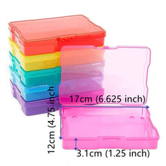 6pcs Transparent Storage Box Portable Organizer with Hinged Lid