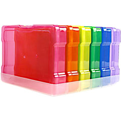 6pcs Transparent Storage Box Portable Organizer with Hinged Lid