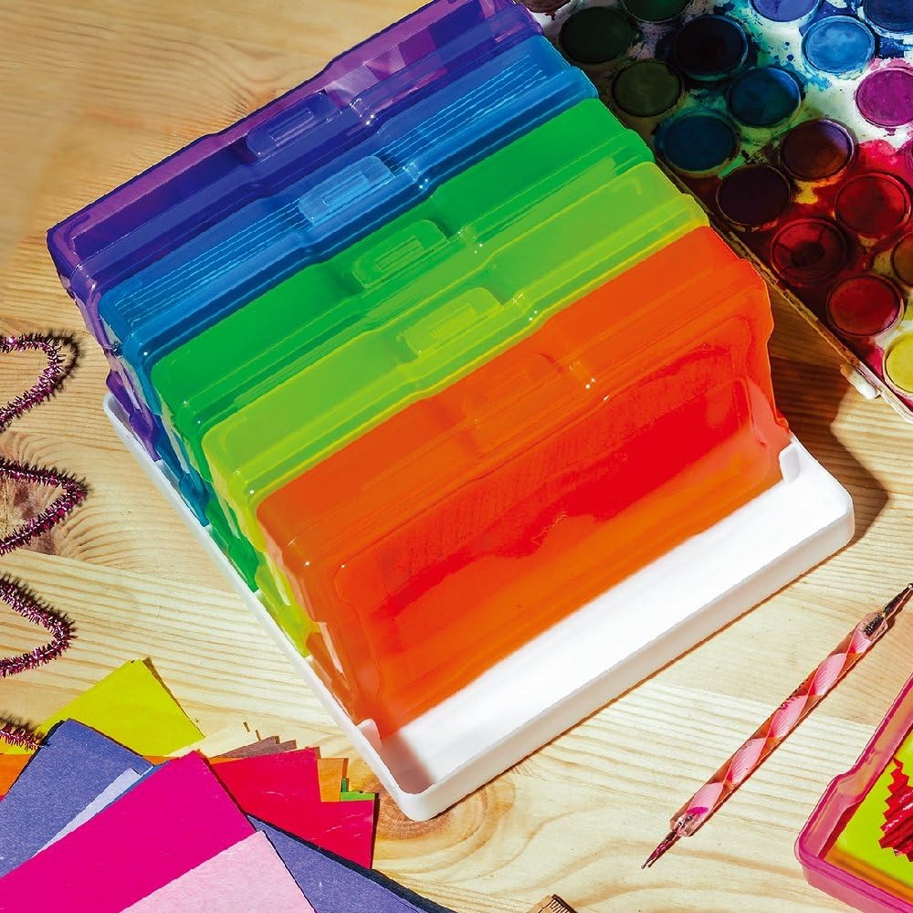 6pcs Transparent Storage Box Portable Organizer with Hinged Lid