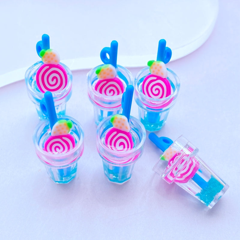 5pcs Resin Luminous Beverage Cup Flat Back Cabochons DIY Craft Decoration
