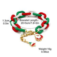 Christmas Jewelry Santa Claus Crystal Pendant Pearl Bracelet