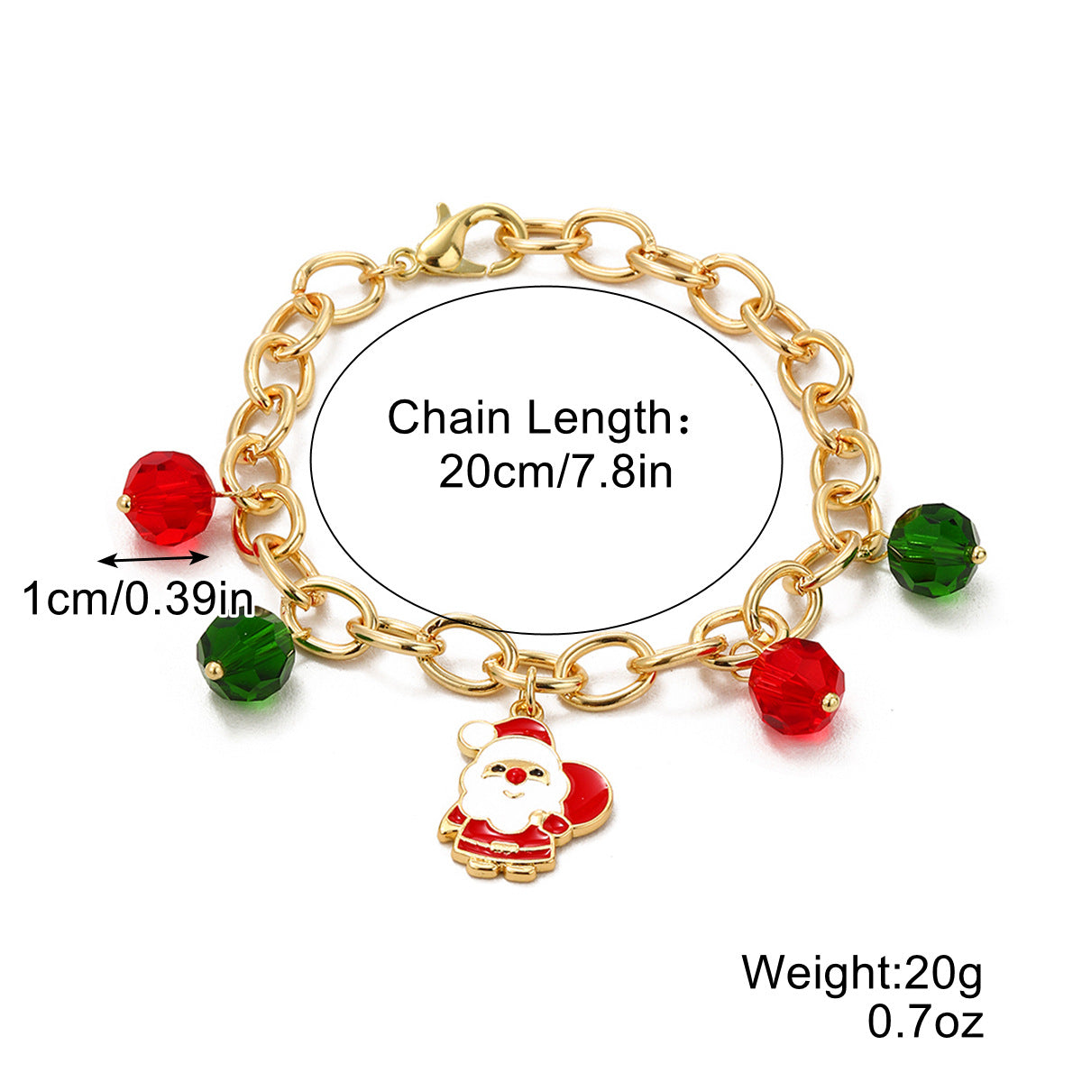 Christmas Jewelry Santa Claus Crystal Pendant Pearl Bracelet