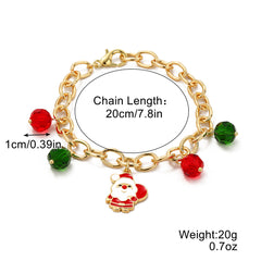 Christmas Jewelry Santa Claus Crystal Pendant Pearl Bracelet