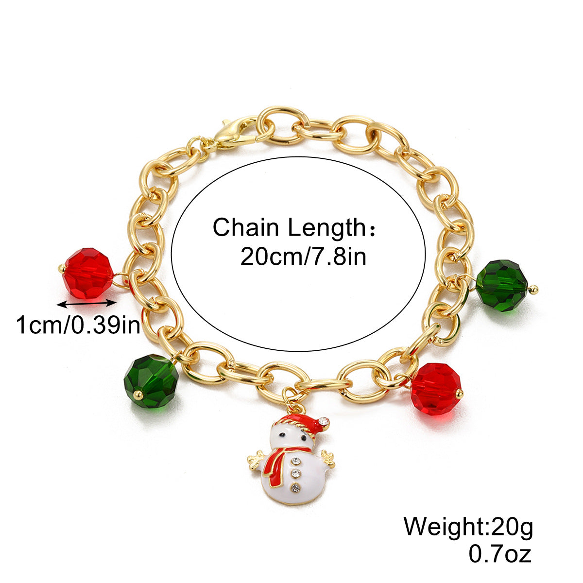 Christmas Jewelry Santa Claus Crystal Pendant Pearl Bracelet