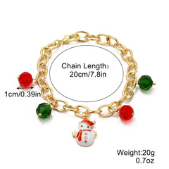 Christmas Jewelry Santa Claus Crystal Pendant Pearl Bracelet