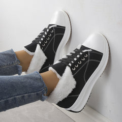 Women Winter Thermal Snow Boots Faux Fur Chunky Sneakers Canvas Shoes