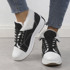Women Winter Thermal Snow Boots Faux Fur Chunky Sneakers Canvas Shoes
