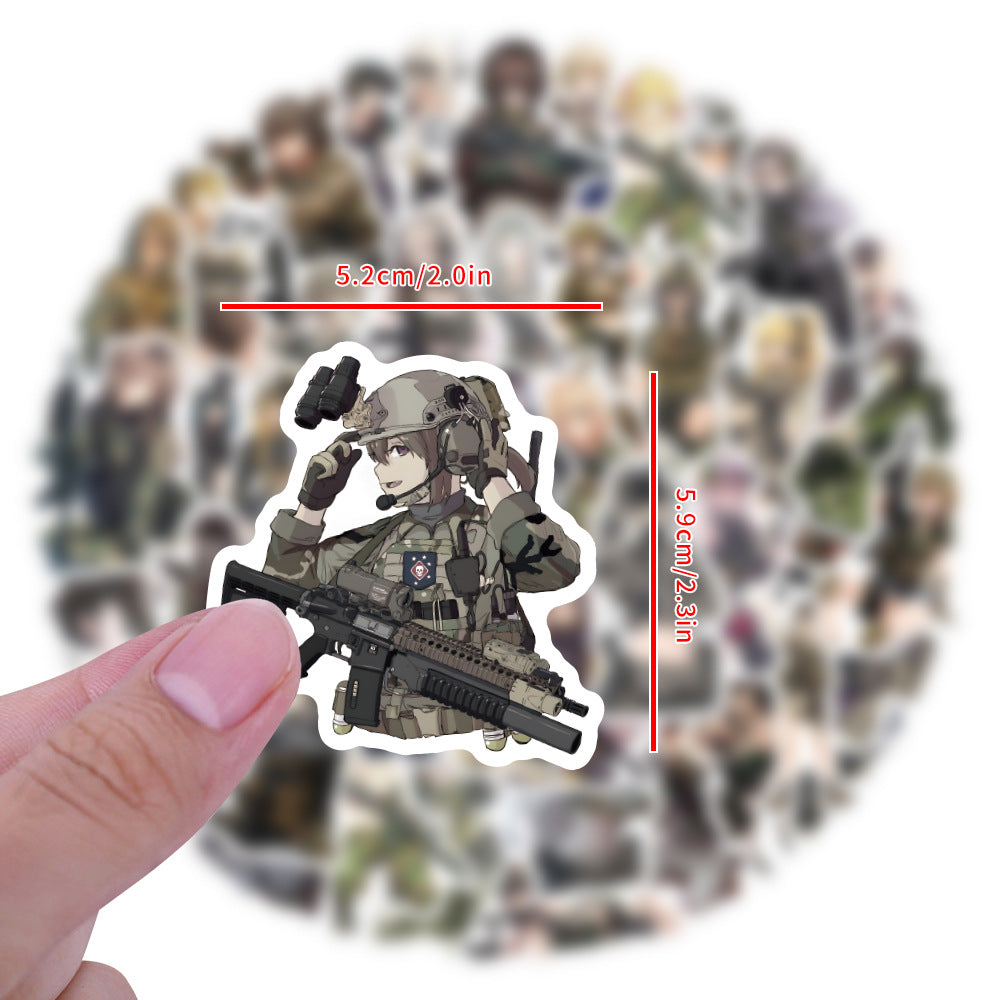 60pcs Camouflage Female Soldier Stickers DIY Skateboard Guitar Cup