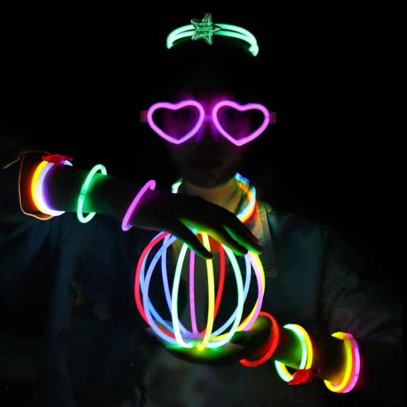 Peabownn 100 200pcs Glow Stick Set With Accessories Party Supplies