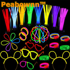 Peabownn 100 200pcs Glow Stick Set With Accessories Party Supplies