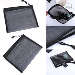 Travel Cosmetic Bag Zipper Mesh Toiletry Kits Storage Pouch Makeup Case