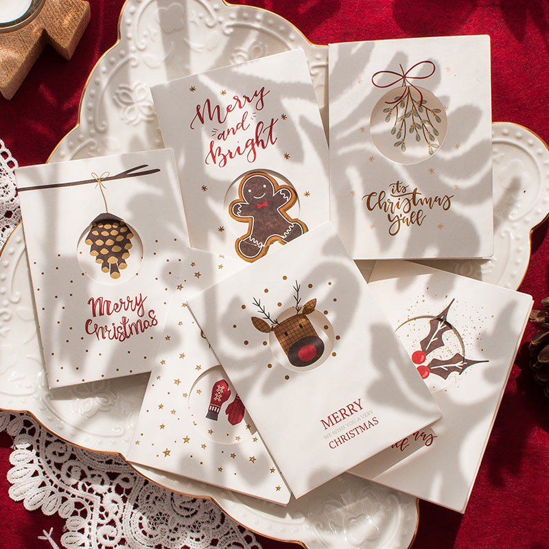 6pcs Merry Christmas Greeting Cards With Envelopes Xmas Party Invitation Cards