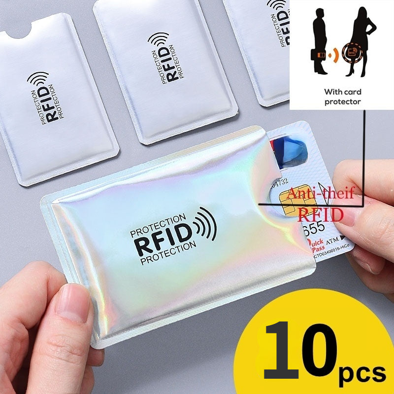 10pcs RFID Blocking Card Holders Anti Degaussing Anti Scan Aluminum Foil Case