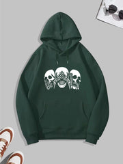 Skull Print Hoodie Men's Casual Graphic Pullover Sweatshirt