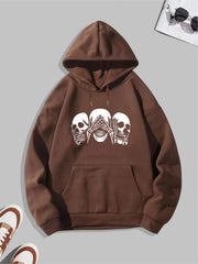 Skull Print Hoodie Men's Casual Graphic Pullover Sweatshirt
