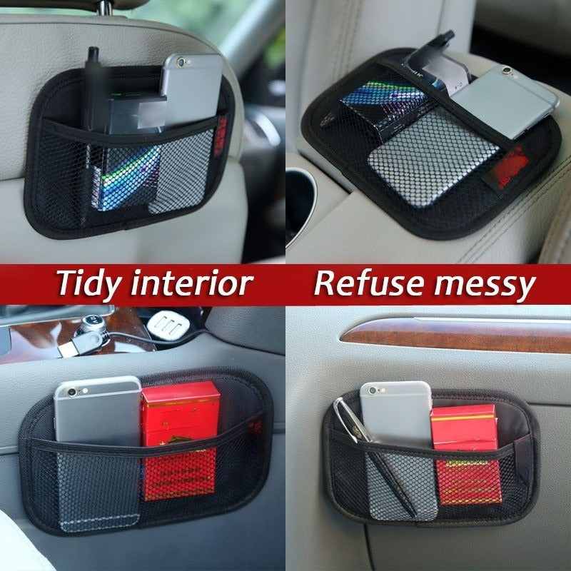 Car Storage Net Pocket PU Leather Mesh Bag Organizer