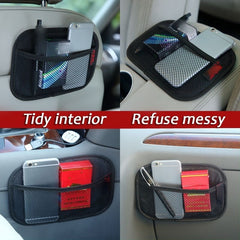 Car Storage Net Pocket PU Leather Mesh Bag Organizer